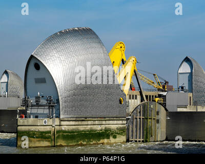 Thames Barrier Test annuel Clôture Banque D'Images