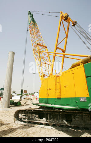 Fondation Néerlandaise, entrepreneur, sur pilotis Wafi Bridge Construction site, Dubai, Émirats arabes unis, mai 2007. Banque D'Images