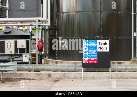 Les biodigesteurs à United Utilities Plante qui Daveyhulme du processus de toutes les eaux usées de Manchester et porte sur 714 millions de litres par jour. Les boues d' Banque D'Images