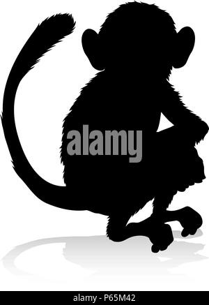 La silhouette des animaux singe Illustration de Vecteur