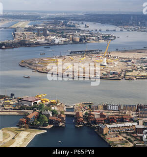 Millennium Dome construction site, Greenwich, London, UK, vue aérienne Banque D'Images