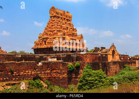 Brihadeeswara Temple de Thanjavur, Tamil Nadu, Inde. L'un des sites du patrimoine mondial de l'UNESCO. Banque D'Images