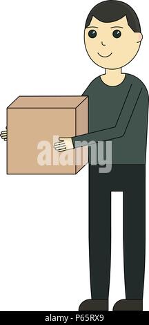 Delivery man. Personnage et service de livraison isolé sur fond blanc Illustration de Vecteur