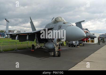 BERLIN - Le 26 avril 2018 : porte-avions de combat polyvalent Boeing F/A-18E Super Hornet. United States Navy. Exposition salon ILA à 2018. Banque D'Images