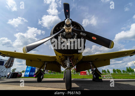 Avion d'entraînement d'attaque légère/North American T-28B Trojan sur l'aérodrome. L'équipe Flying Bulls. Exposition salon ILA à 2018. Banque D'Images