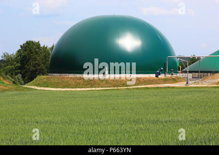 La production de biogaz, la digestion anaérobie, collection de processus par lesquels les micro-organismes décomposent les matières biodégradables dans l'absence d'oxygène Banque D'Images