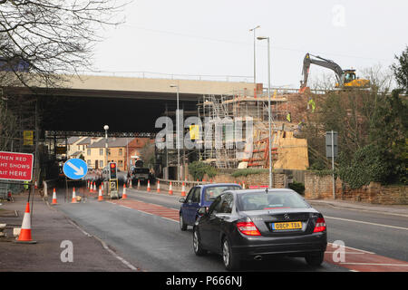 Au cours de l'élargissement du pont M1 projet élargissement entre les échangeurs 25 et 28, Dorset, Royaume-Uni, février 2008 Banque D'Images