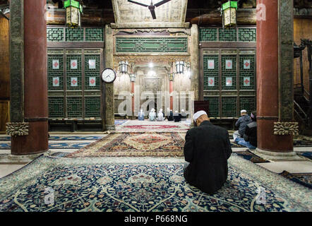 Le quartier musulman, Xi'an, Shaanxi/Chine- 15 Octobre 2014 : salle de prière de la grande mosquée du quartier musulman, où la plupart des habitants sont des hui. Banque D'Images