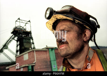 Miner par tête, fosse, Tower Colliery, Alpes, Hirwaun Galles du Sud Banque D'Images