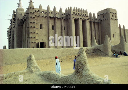 L'architecture de boue traditionnelles - grande mosquée - ville de Djenne - Mali Banque D'Images