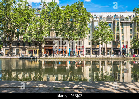 Canal Saint Martin Paris France Banque D'Images