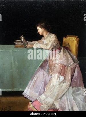 Femme assise en français par Jules Adolphe Goupil 1839 - 1883. Datée 1870 Banque D'Images