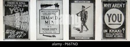 La Première Guerre mondiale, 1915. Un ensemble d'affiches de propagande britannique Banque D'Images