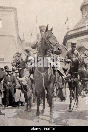 La première guerre mondiale ; l'avance des forces de cavalerie allemande entrez la ville belge de Spa, 4 août 1914 Banque D'Images