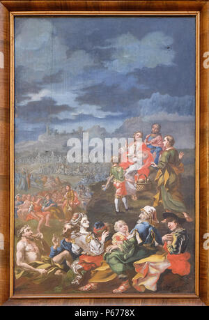 Miracles de Jésus : l'alimentation de la 5000, l'église de l'Immaculée Conception de Lepoglava, Croatie Banque D'Images