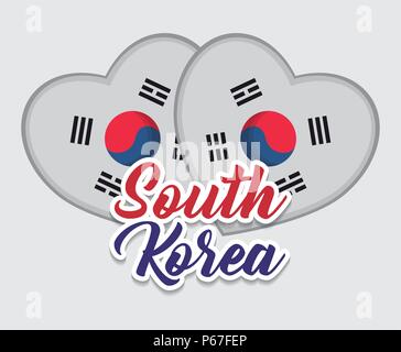 Drapeau de la Corée du Sud dans les coeurs forme sur fond blanc, design coloré. vector illustration Illustration de Vecteur