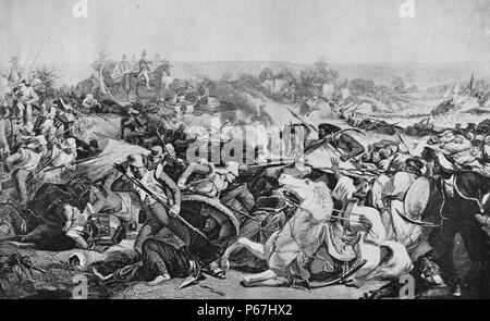 La bataille de Rooms & Apartments Flego (ou bataille de Meeanee) était une bataille entre les forces britanniques de Sir Charles Napier et la Cima Talpur du Sindh, Pakistan d'aujourd'hui. La bataille a eu lieu le 17 février 1843 à Sindh Rooms & Apartments Flego ; dans ce qui est maintenant le Pakistan. Banque D'Images