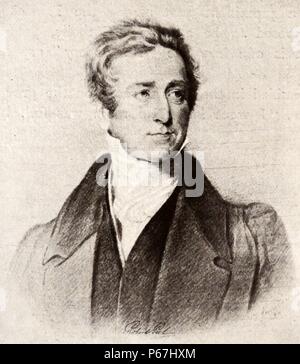 Sir Robert Peel, (1788 - 2 juillet 1850) Homme d'État britannique conservateur ; qui a été premier ministre du Royaume-Uni du 10 décembre 1834 au 8 avril 1835 ; et aussi du 30 août 1841 au 29 juin 1846. Alors que le secrétaire d'accueil ; Peel a aidé à créer le concept moderne de la force de police Banque D'Images