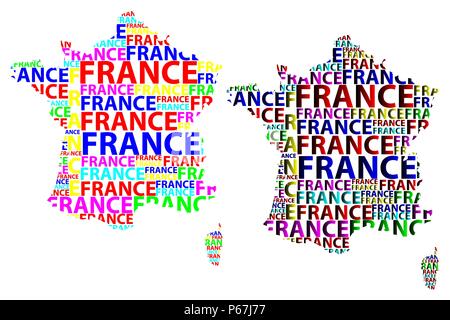 Croquis France texte lettre site, République Française - sous la forme du continent, la carte France - vector illustration couleur Illustration de Vecteur