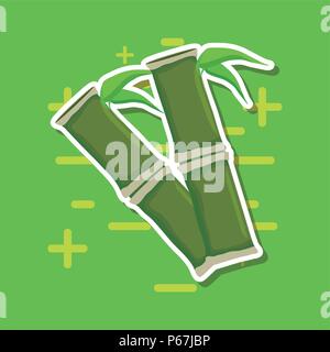 Cannes de bambou sur fond vert, design coloré. vector illustration Illustration de Vecteur