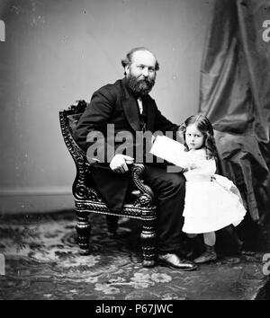 Le président James Garfield et sa fille. Garfield a été le 20e président des États-Unis et au cours de son mandat, il réintroduit l'autorité présidentielle sur l'autorité du Sénat lorsqu'il s'agissait de nominations à des postes de direction. Banque D'Images