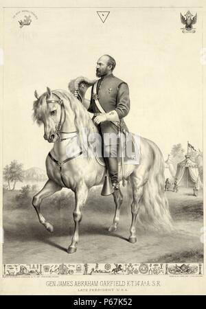 Le président James Garfield, le 20e président des États-Unis. Au cours de son mandat, il réintroduit l'autorité présidentielle sur l'autorité du Sénat lorsqu'il s'agissait de nominations à des postes de direction. Banque D'Images