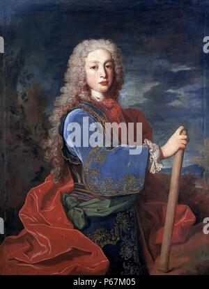 Portrait de Louis I d'Espagne (1707-1724), roi d'Espagne à partir de 15 janvier 1724 jusqu'à sa mort en août de la même année. Peint par Jean Ranc (1674-1735) peintre français, principalement active dans l'art du portrait. En date du 18e siècle Banque D'Images
