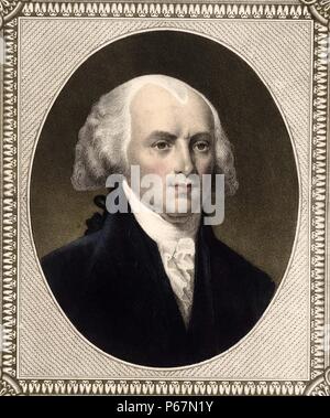 James Madison (1751-1836) était un homme d'État américain et théoricien de la politique qui a été le quatrième président des États-Unis. Il est considéré comme le "Père de la Constitution" grâce à son rôle dans la rédaction de la Constitution des États-Unis et de l'écriture de la Déclaration des droits américaine. Banque D'Images