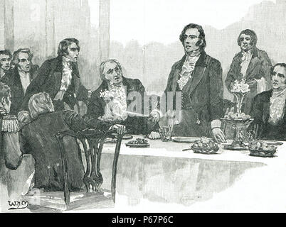 George Robert Dawson's, "controverse" abandon discours lors d'un banquet dans Derry, Londonderry, 12 août 1828 Banque D'Images