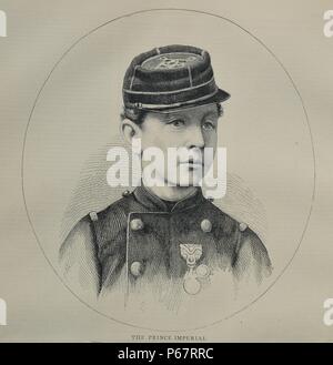 Gravure du prince impérial, Napoléon Eugène Louis Jean Joseph Bonaparte (1856 - 1879). Le seul enfant de l'empereur Napoléon III de France et son impératrice Eugénie de Montijo. Datée 1870 Banque D'Images