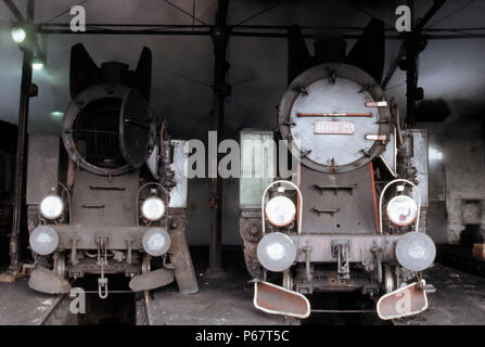 Chemins de fer de l'État polonais classe Tkt 2-8-2ts sur Klodzko remise en juillet 1983. Banque D'Images