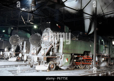 Chemins de fer de l'État polonais classe Tkt 2-8-2ts sur Klodzko remise en juillet 1983. Banque D'Images