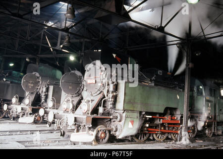 Chemins de fer de l'État polonais classe Tkt 2-8-2ts sur Klodzko remise en juillet 1983. Banque D'Images