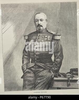 Gravure du Maréchal François Achille Bazaine (1811 - 1888), général français et à partir de 1864, maréchal de France, qui s'est rendu la dernière armée française organisée pour les Prussiens lors de la guerre franco-prussienne. Datée 1870 Banque D'Images