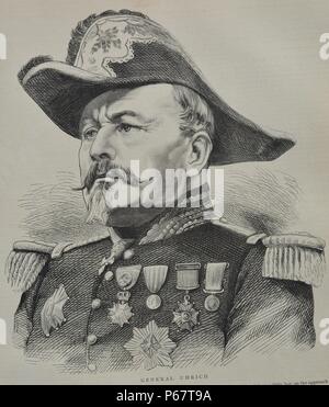 Gravure de Jean-Jacques Général Uhrich (1802 - 1886) Le major général et gouverneur militaire de la ville de Strasbourg. Banque D'Images