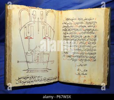 Les trois frères Banu Musa, Muhammad, Ahmad et Al-Hasan sont généralement considérés comme les fondateurs de l'École arabe des mathématiques le livre de dispositifs ingénieux a été illustré d'un grand travail sur les dispositifs mécaniques, y compris les automates, publié en 850 par les trois frères iraniens travaillant à la maison de la Sagesse (Bayt al-Hikma) à Bagdad, Irak, sous le califat abbasside.[ Banque D'Images