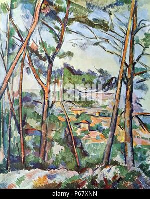 La peinture intitulée "Vue de la vallée de l'Arc' par Paul Cézanne (1839-1906) artiste et peintre postimpressionniste. Datée 1887 Banque D'Images