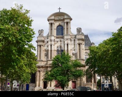 Saint Gervais et Saint Protais à partir de l'avant de l'Église, Paris, France Banque D'Images