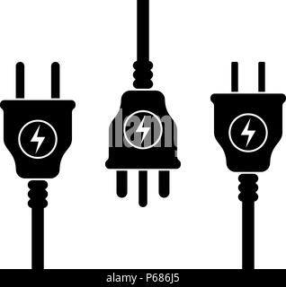 Icon Set de UK, USA, bouchons électriques européennes Illustration de Vecteur