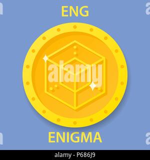 Pièce cryptocurrency blockchain Enigma icône. L'argent électronique virtuel, internet ou cryptocoin symbole, logo Illustration de Vecteur