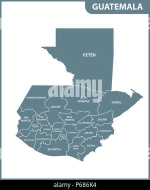 La carte détaillée du Guatemala avec les régions. Division administrative. Illustration de Vecteur