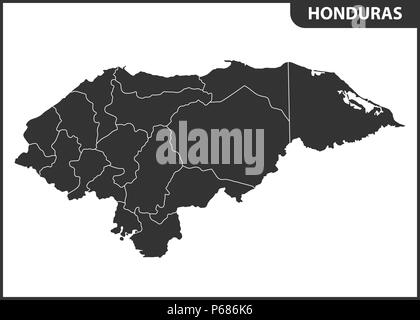 La carte détaillée du Honduras avec les régions. Division administrative. Illustration de Vecteur