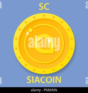 Blockchain SiaCoin cryptocurrency icône. L'argent électronique virtuel, internet ou cryptocoin symbole, logo Illustration de Vecteur