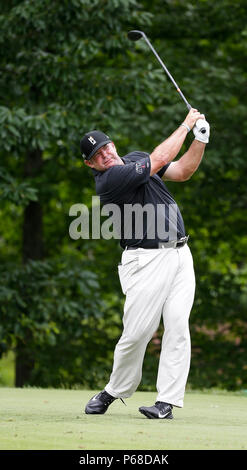 Potomac, MD, USA. 28 Juin, 2018. Jason Gore sur la 13e té au cours de la première ronde de la nationale de Quicken Loans à PTC Potomac Potomac, MD. Justin Cooper/CSM/Alamy Live News Crédit : Cal Sport Media/Alamy Live News Banque D'Images