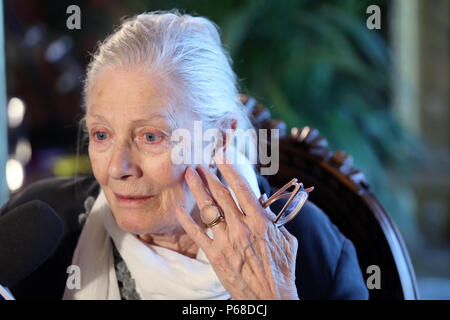 Palerme, Vanessa Redgrave a reçu au Palazzo delle Aquile par le maire Leoluca Orlando, est déplacé en parlant de migrants. 06/28/2018, Palerme, Italie Banque D'Images