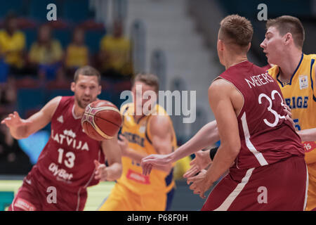 Hovet, Stockholm, Suède. 14Th Oct 2018. Janis Stelnieks (LVA) à la Lettonie contre la Suède en Coupe du Monde de Basket-ball FIBA 2019 qualificatifs européens. La Lettonie a gagné avec crédit 82-72 : Stefan Holm/Alamy Live News Banque D'Images