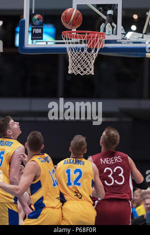 Hovet, Stockholm, Suède. 14Th Oct 2018. La Lettonie contre la Suède en Coupe du Monde de Basket-ball FIBA 2019 qualificatifs européens. La Lettonie a gagné avec crédit 82-72 : Stefan Holm/Alamy Live News Banque D'Images