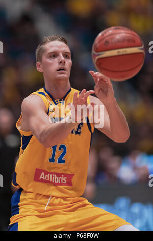 Hovet, Stockholm, Suède. 14Th Oct 2018. La Lettonie contre la Suède en Coupe du Monde de Basket-ball FIBA 2019 qualificatifs européens. La Lettonie a gagné avec crédit 82-72 : Stefan Holm/Alamy Live News Banque D'Images