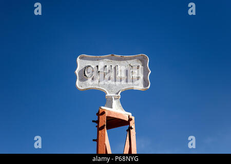 Gros plan de l'inscription sur Bolivia-Chile border Banque D'Images