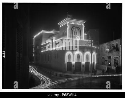 Couronnement, le Roi George VI. Illuminations. Le 12 mai 1937. Barclay's Bank, Jérusalem, Palestine Banque D'Images